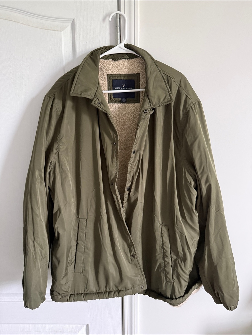 American Eagle Outfitters Olive Green Sherpa-Lined Field Jacket